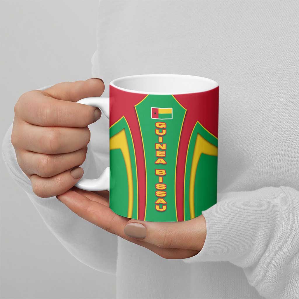 Guinea Bissau Ceramic Mug with Red Green Yellow Stripe Design and Black Star - Wonder Print Shop