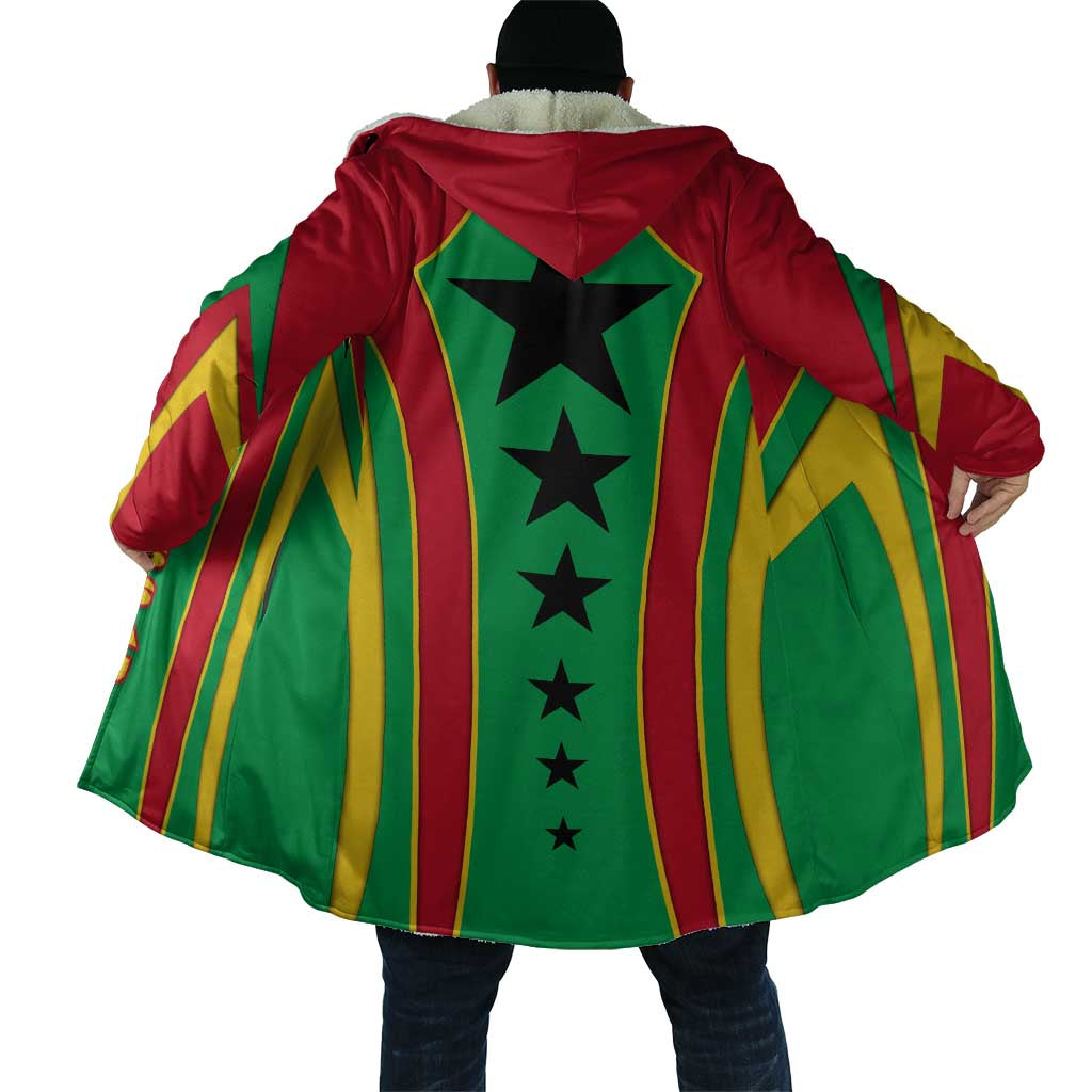 Guinea Bissau Cloak with Red Green Yellow Stripe Design and Black Star - Wonder Print Shop