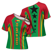 Guinea Bissau Cross Shoulder Shirt with Red Green Yellow Stripe Design and Black Star - Wonder Print Shop