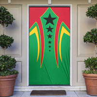 Guinea Bissau Door Cover with Red Green Yellow Stripe Design and Black Star - Wonder Print Shop