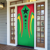 Guinea Bissau Door Cover with Red Green Yellow Stripe Design and Black Star - Wonder Print Shop
