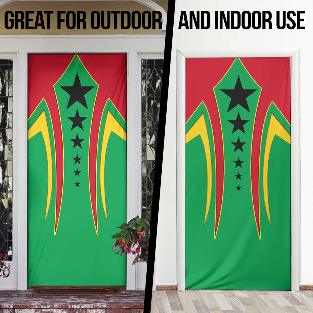Guinea Bissau Door Cover with Red Green Yellow Stripe Design and Black Star - Wonder Print Shop
