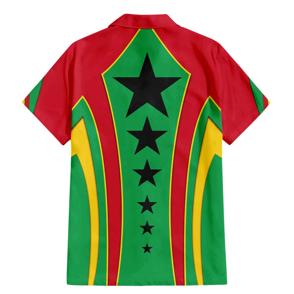 Guinea Bissau Family Matching Mermaid Dress and Hawaiian Shirt with Red Green Yellow Stripe Design and Black Star - Wonder Print Shop