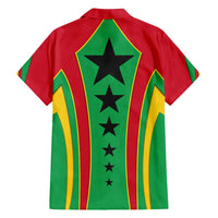 Guinea Bissau Family Matching Off The Shoulder Long Sleeve Dress and Hawaiian Shirt with Red Green Yellow Stripe Design and Black Star - Wonder Print Shop