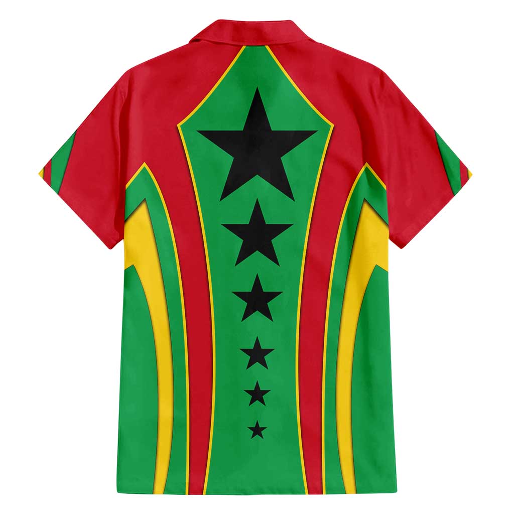 Guinea Bissau Family Matching Off Shoulder Short Dress and Hawaiian Shirt with Red Green Yellow Stripe Design and Black Star - Wonder Print Shop