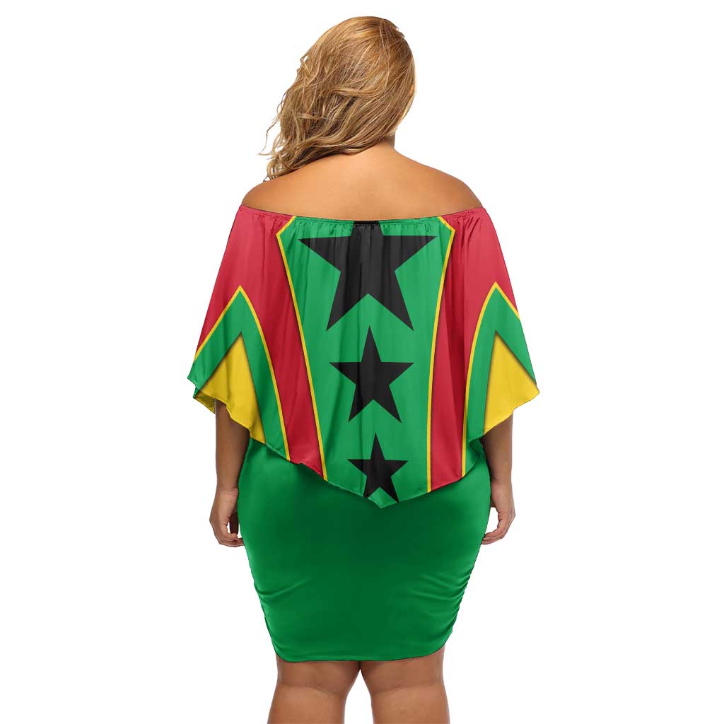 Guinea Bissau Family Matching Off Shoulder Short Dress and Hawaiian Shirt with Red Green Yellow Stripe Design and Black Star - Wonder Print Shop