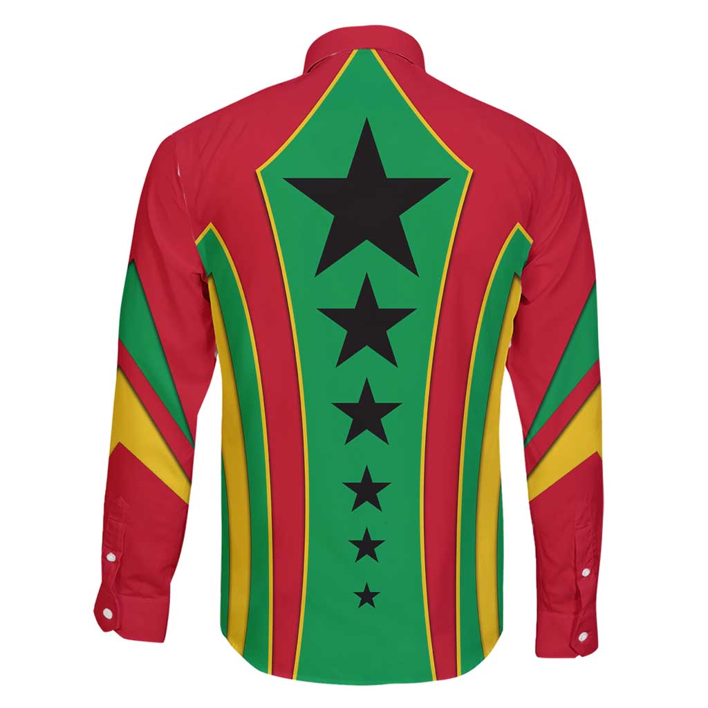 Guinea Bissau Family Matching Short Sleeve Bodycon Dress and Hawaiian Shirt with Red Green Yellow Stripe Design and Black Star - Wonder Print Shop