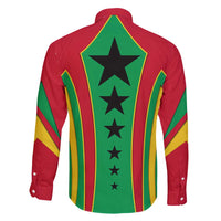 Guinea Bissau Family Matching Short Sleeve Bodycon Dress and Hawaiian Shirt with Red Green Yellow Stripe Design and Black Star - Wonder Print Shop