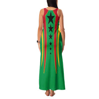 Guinea Bissau Family Matching Tank Maxi Dress and Hawaiian Shirt with Red Green Yellow Stripe Design and Black Star - Wonder Print Shop