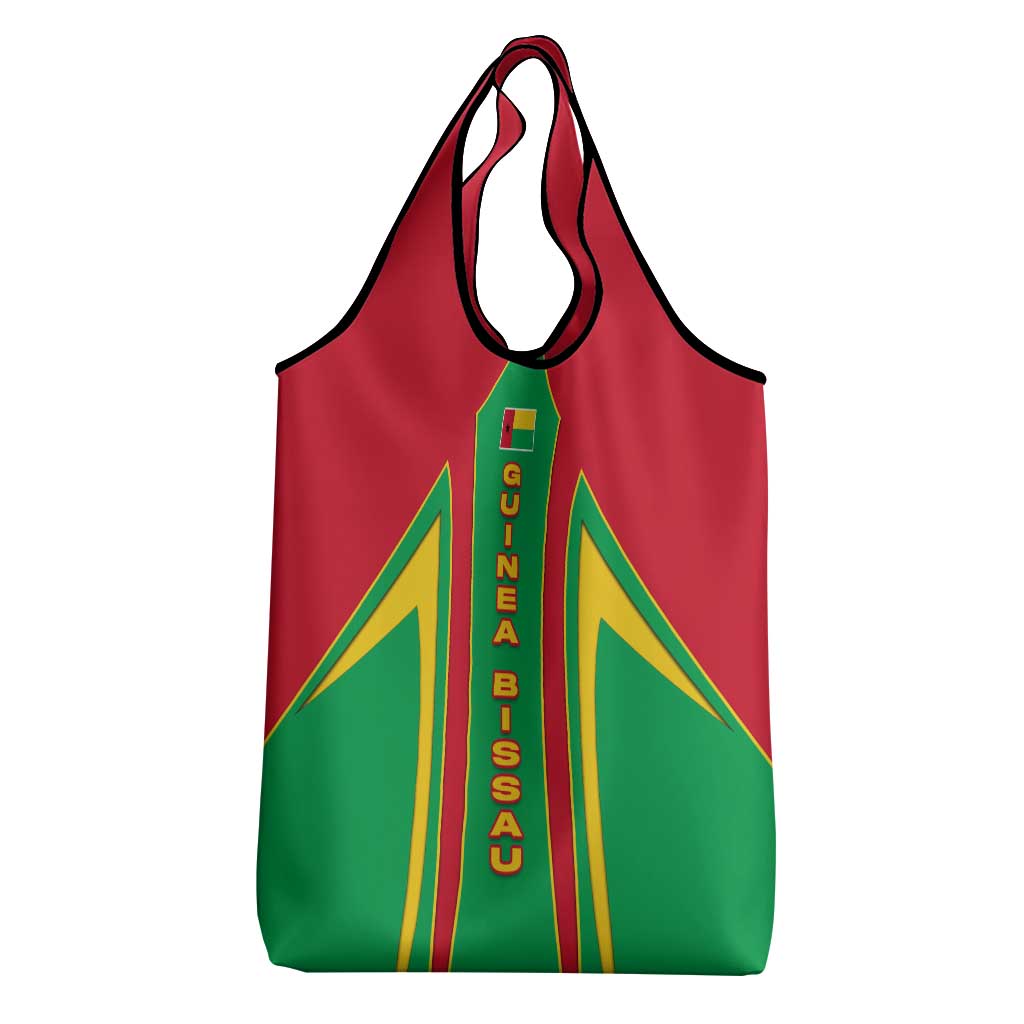 Guinea Bissau Grocery Bag with Red Green Yellow Stripe Design and Black Star - Wonder Print Shop