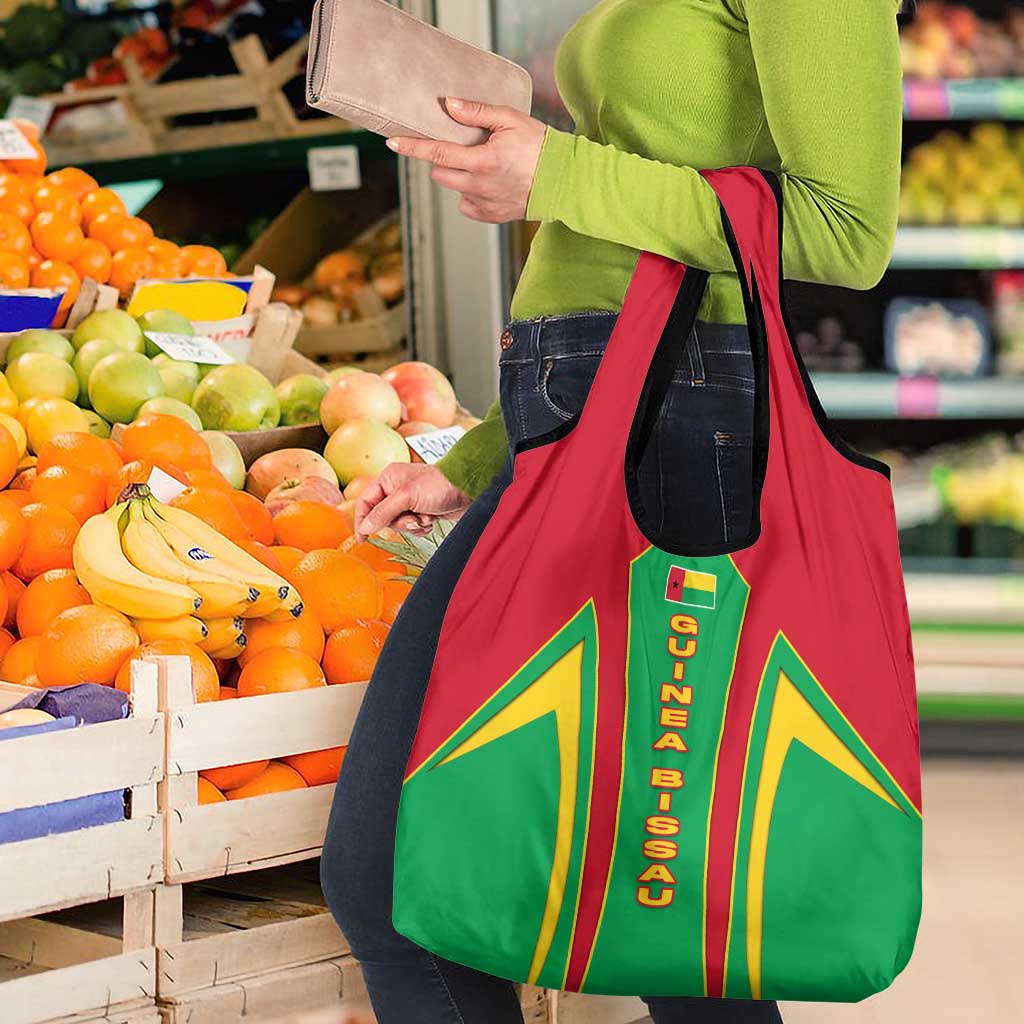 Guinea Bissau Grocery Bag with Red Green Yellow Stripe Design and Black Star - Wonder Print Shop