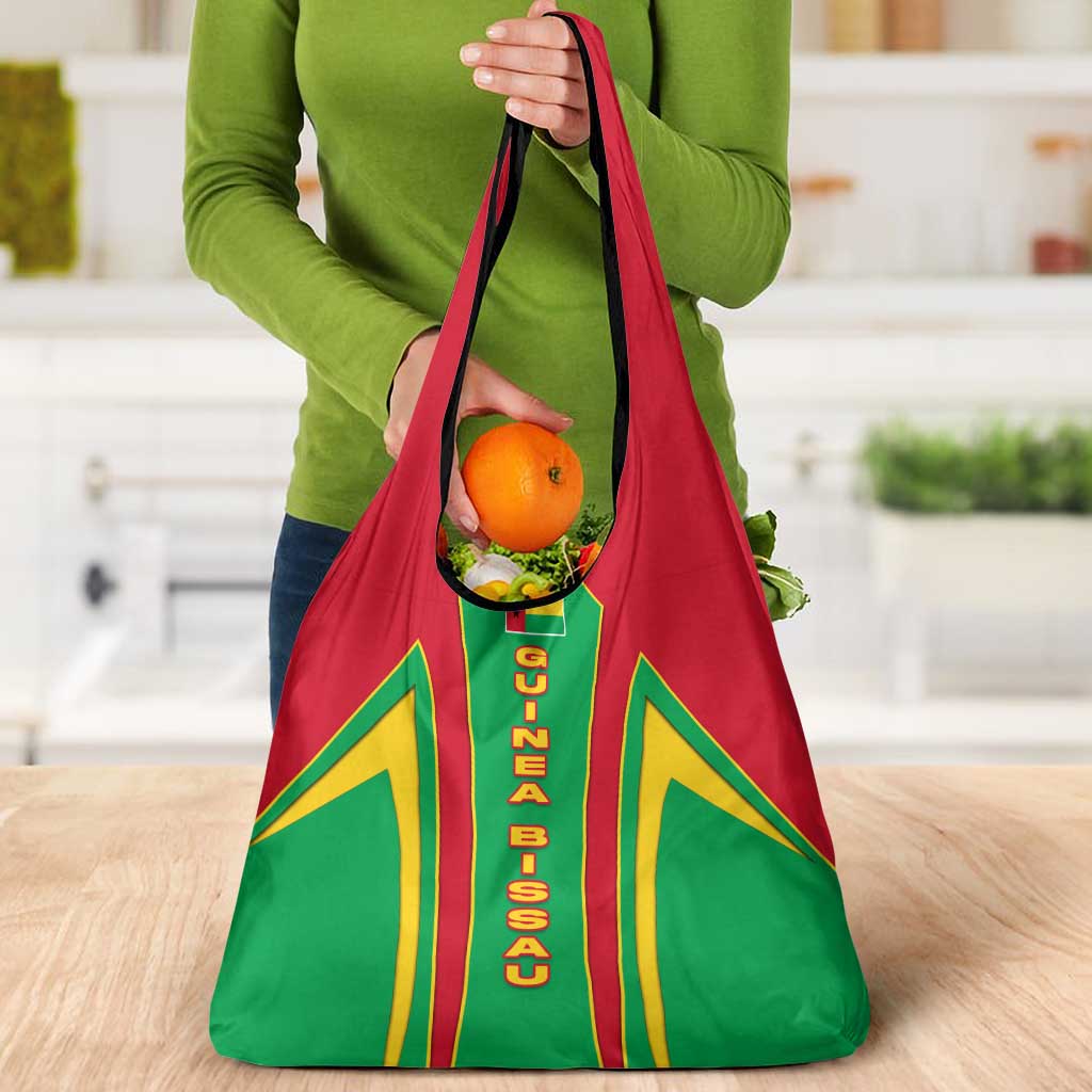Guinea Bissau Grocery Bag with Red Green Yellow Stripe Design and Black Star - Wonder Print Shop