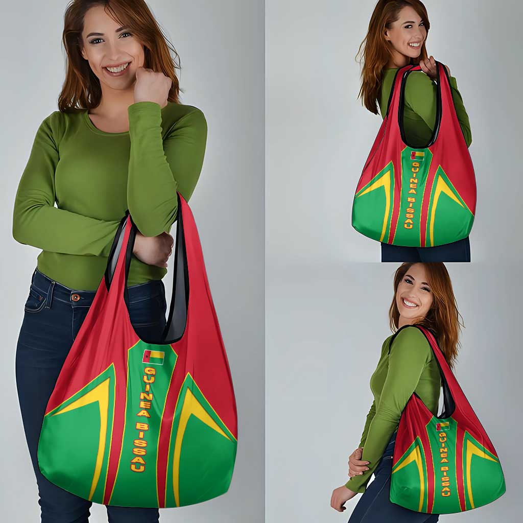 Guinea Bissau Grocery Bag with Red Green Yellow Stripe Design and Black Star - Wonder Print Shop