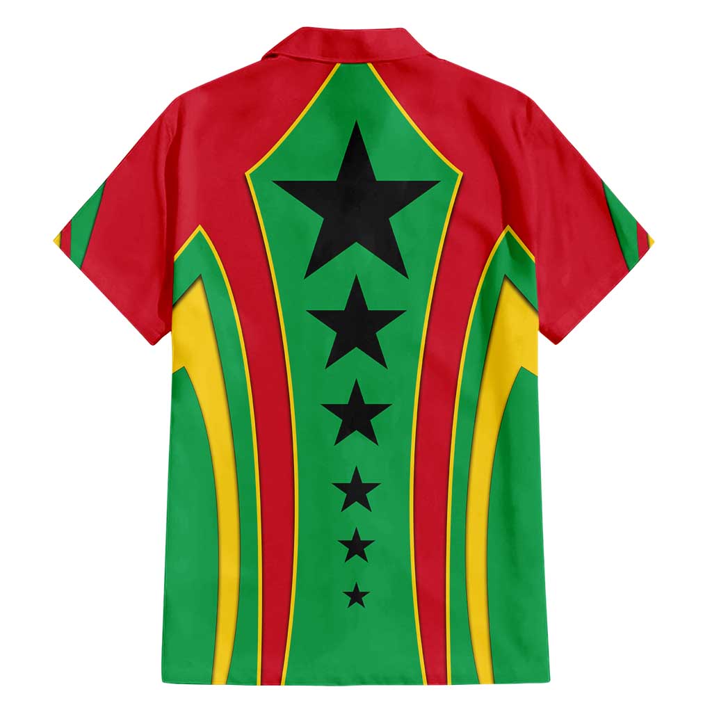Guinea Bissau Hawaiian Shirt with Red Green Yellow Stripe Design and Black Star - Wonder Print Shop