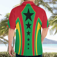 Guinea Bissau Hawaiian Shirt with Red Green Yellow Stripe Design and Black Star - Wonder Print Shop