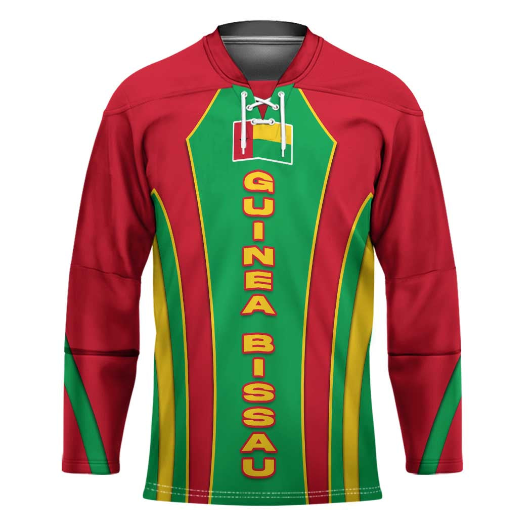 Guinea Bissau Hockey Jersey with Red Green Yellow Stripe Design and Black Star - Wonder Print Shop