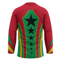 Guinea Bissau Hockey Jersey with Red Green Yellow Stripe Design and Black Star - Wonder Print Shop