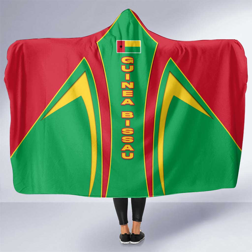 Guinea Bissau Hooded Blanket with Red Green Yellow Stripe Design and Black Star - Wonder Print Shop