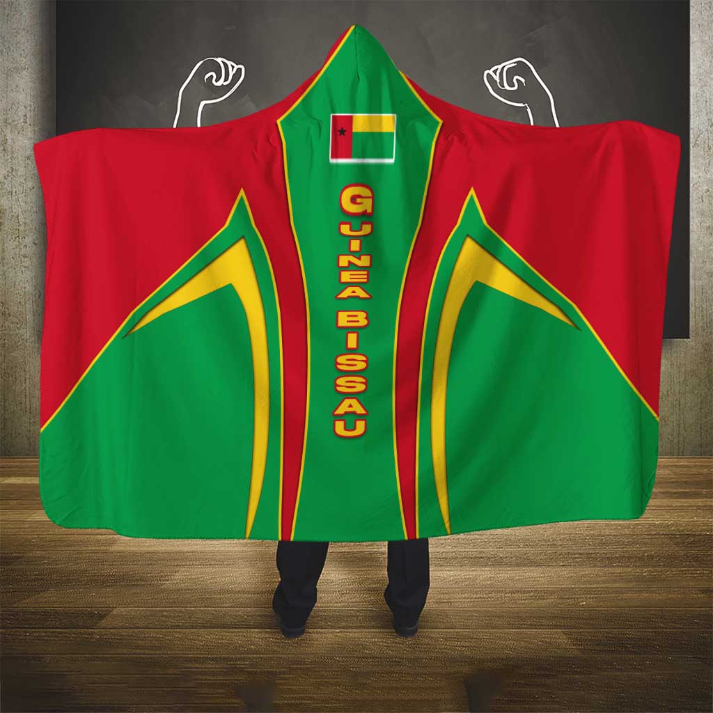 Guinea Bissau Hooded Blanket with Red Green Yellow Stripe Design and Black Star - Wonder Print Shop