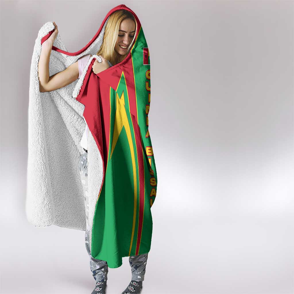 Guinea Bissau Hooded Blanket with Red Green Yellow Stripe Design and Black Star - Wonder Print Shop