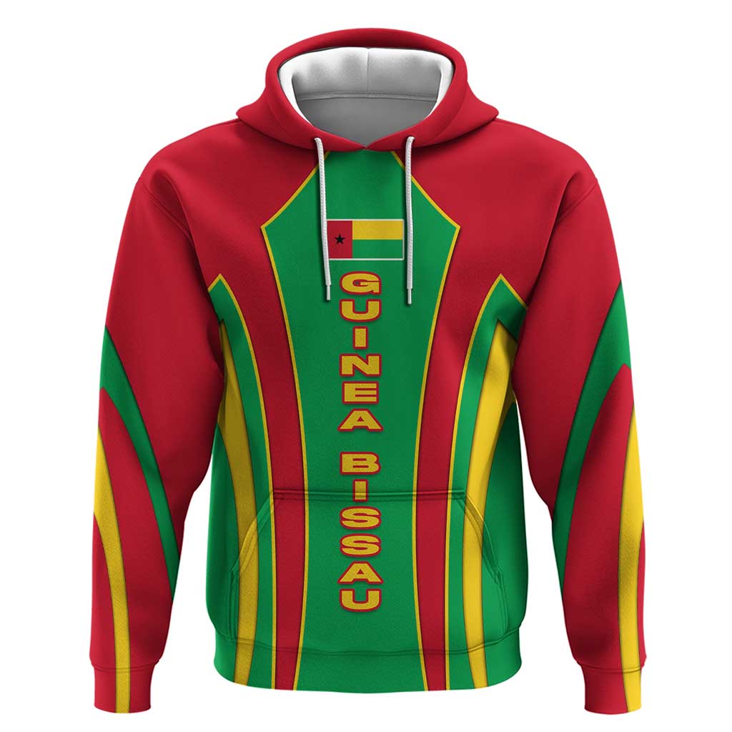 Guinea Bissau Hoodie with Red Green Yellow Stripe Design and Black Star - Wonder Print Shop