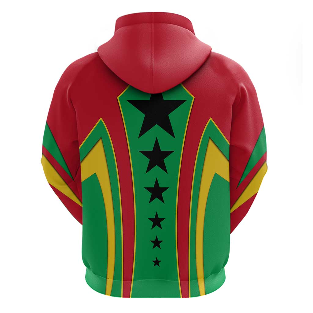Guinea Bissau Hoodie with Red Green Yellow Stripe Design and Black Star - Wonder Print Shop