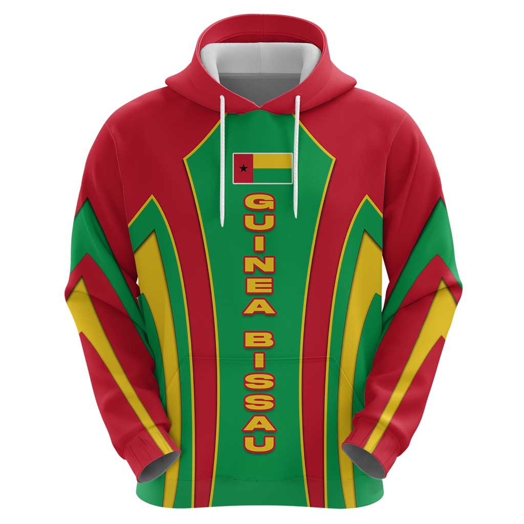 Guinea Bissau Hoodie with Red Green Yellow Stripe Design and Black Star - Wonder Print Shop