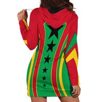 Guinea Bissau Hoodie Dress with Red Green Yellow Stripe Design and Black Star - Wonder Print Shop