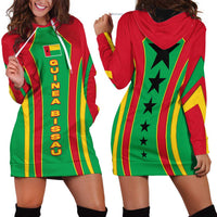 Guinea Bissau Hoodie Dress with Red Green Yellow Stripe Design and Black Star - Wonder Print Shop