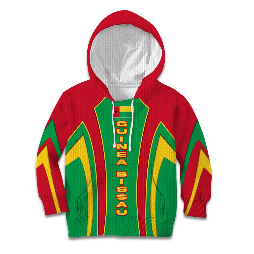 Guinea Bissau Kid Hoodie with Red Green Yellow Stripe Design and Black Star - Wonder Print Shop