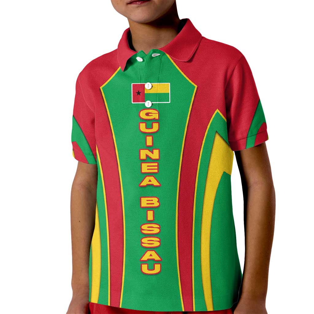 Guinea Bissau Kid Polo Shirt with Red Green Yellow Stripe Design and Black Star - Wonder Print Shop