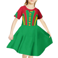 Guinea Bissau Kid Short Sleeve Dress with Red Green Yellow Stripe Design and Black Star - Wonder Print Shop