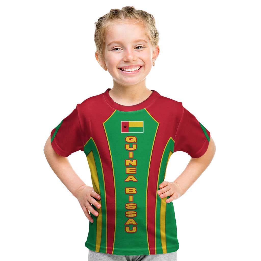 Guinea Bissau Kid T Shirt with Red Green Yellow Stripe Design and Black Star - Wonder Print Shop