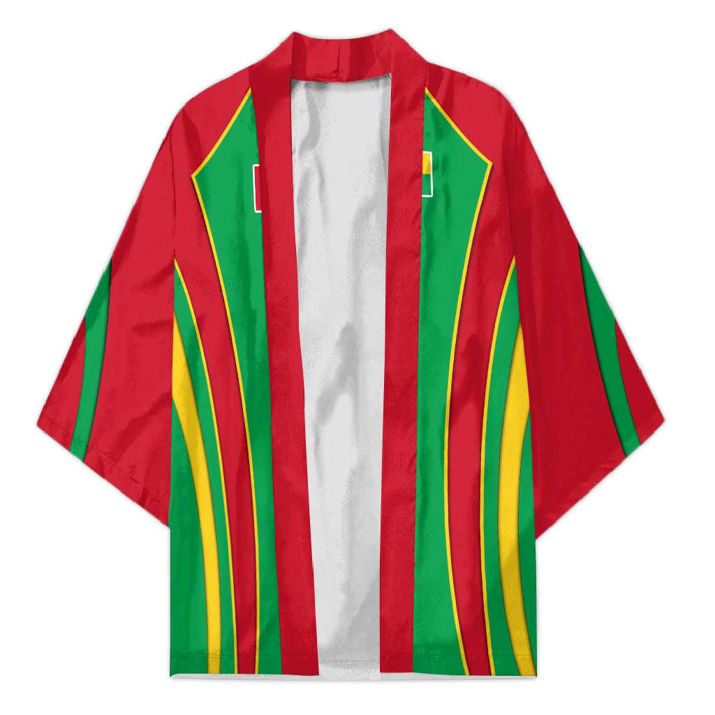 Guinea Bissau Kimono with Red Green Yellow Stripe Design and Black Star - Wonder Print Shop