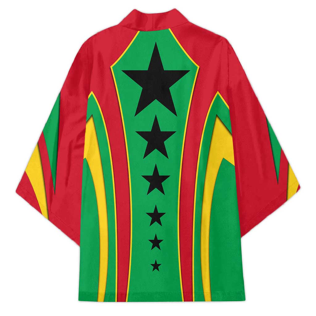 Guinea Bissau Kimono with Red Green Yellow Stripe Design and Black Star - Wonder Print Shop