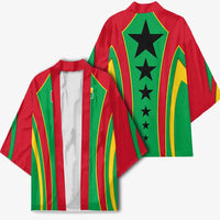 Guinea Bissau Kimono with Red Green Yellow Stripe Design and Black Star - Wonder Print Shop