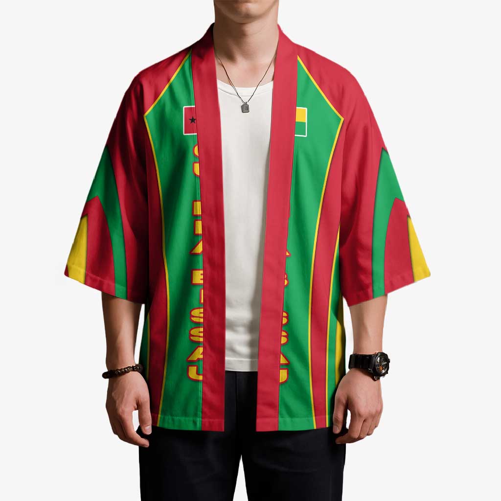 Guinea Bissau Kimono with Red Green Yellow Stripe Design and Black Star - Wonder Print Shop