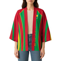 Guinea Bissau Kimono with Red Green Yellow Stripe Design and Black Star - Wonder Print Shop