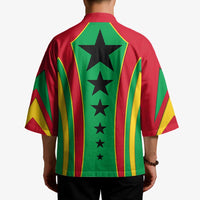 Guinea Bissau Kimono with Red Green Yellow Stripe Design and Black Star - Wonder Print Shop