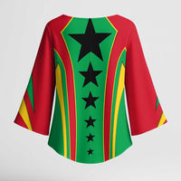 Guinea Bissau Kimono Sleeve Blouse with Red Green Yellow Stripe Design and Black Star - Wonder Print Shop