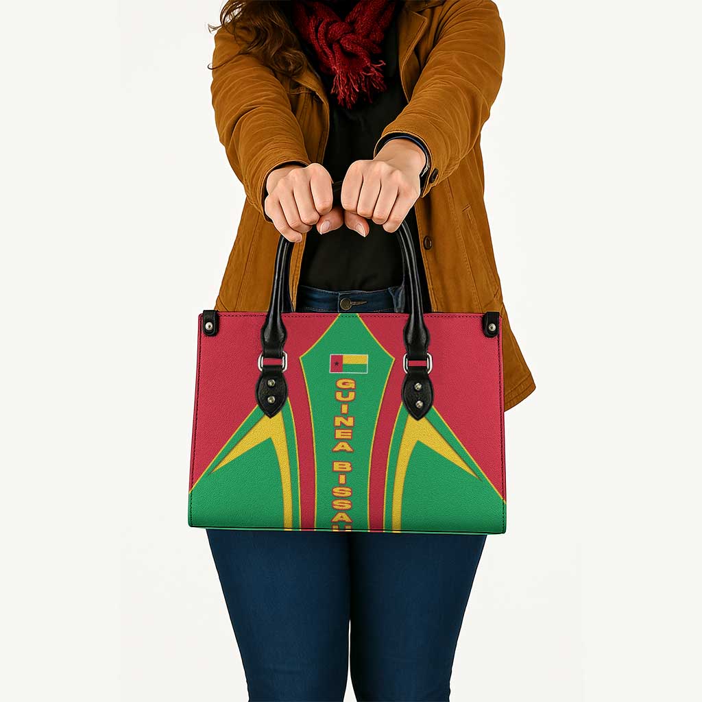 Guinea Bissau Leather Bag with Red Green Yellow Stripe Design and Black Star - Wonder Print Shop