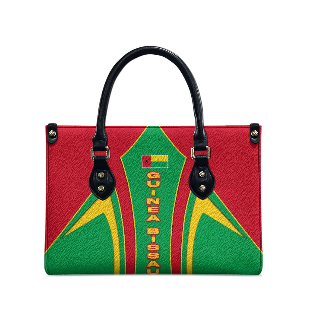 Guinea Bissau Leather Bag with Red Green Yellow Stripe Design and Black Star - Wonder Print Shop