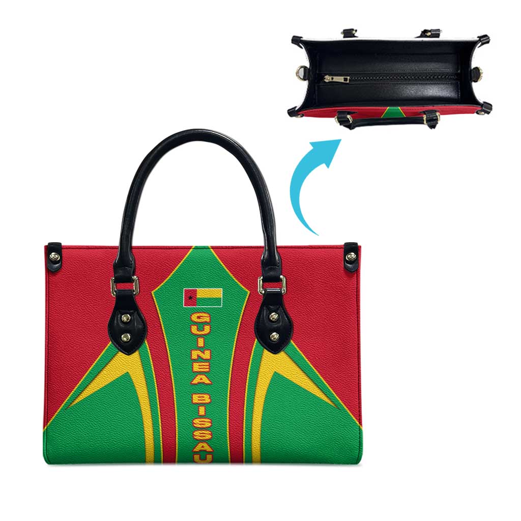 Guinea Bissau Leather Bag with Red Green Yellow Stripe Design and Black Star - Wonder Print Shop