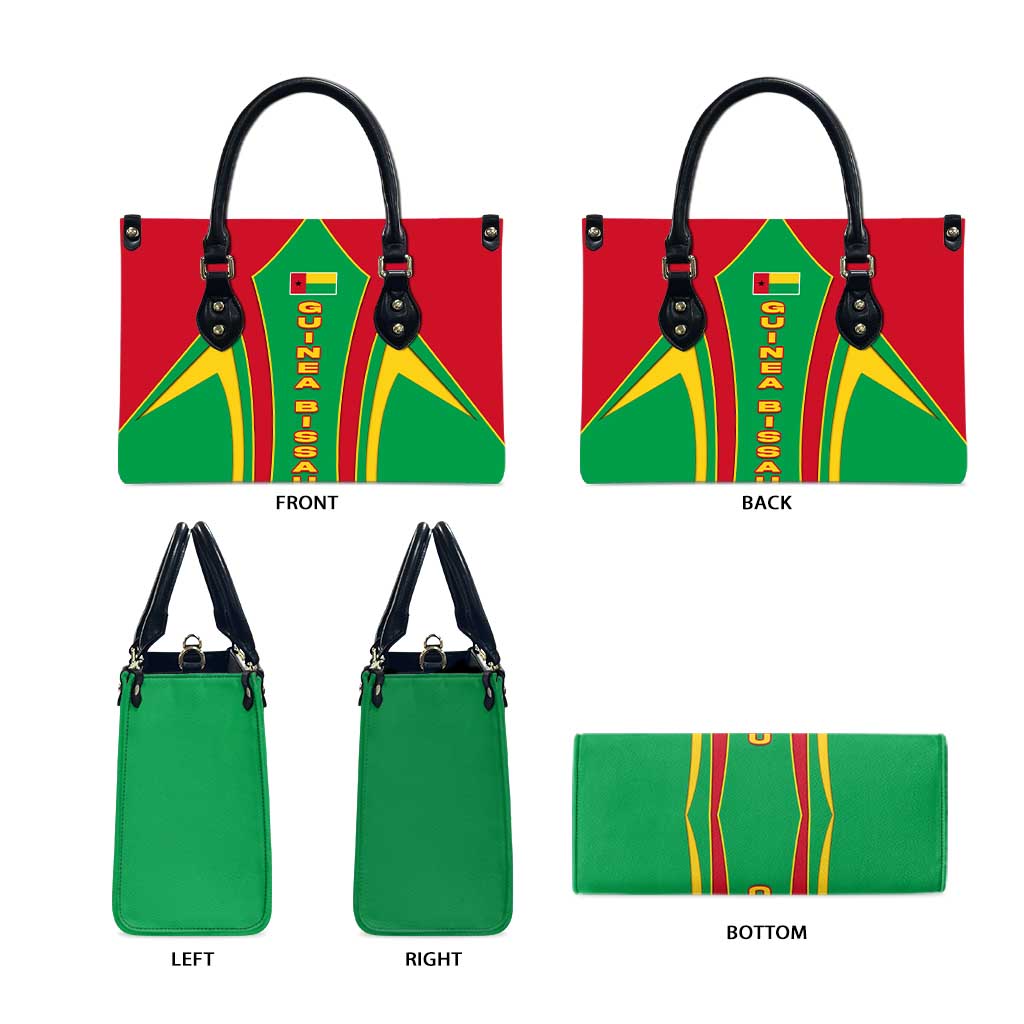 Guinea Bissau Leather Bag with Red Green Yellow Stripe Design and Black Star - Wonder Print Shop