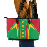 Guinea Bissau Leather Tote Bag with Red Green Yellow Stripe Design and Black Star - Wonder Print Shop
