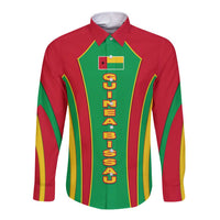 Guinea Bissau Long Sleeve Button Shirt with Red Green Yellow Stripe Design and Black Star - Wonder Print Shop