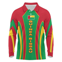 Guinea Bissau Long Sleeve Polo Shirt with Red Green Yellow Stripe Design and Black Star - Wonder Print Shop