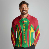 Guinea Bissau Long Sleeve Polo Shirt with Red Green Yellow Stripe Design and Black Star - Wonder Print Shop