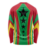 Guinea Bissau Long Sleeve Shirt with Red Green Yellow Stripe Design and Black Star - Wonder Print Shop