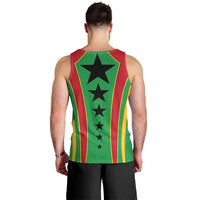 Guinea Bissau Men Tank Top with Red Green Yellow Stripe Design and Black Star - Wonder Print Shop